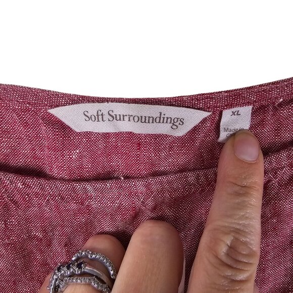 Soft Surroundings Boatneck LS Linen Tunic Top XL Relaxed Fit Pink Coastal Beach - Picture 5 of 8